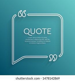Vector template blank square quote. Speech box with bracket. Empty frame for messages. Business card template information text message. Quote text form. Background for motivation inspiration.