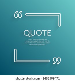 Vector template blank square quote. Speech box with bracket. Empty frame for messages. Business card template information text message. Quote text form. Background for motivation inspiration.
