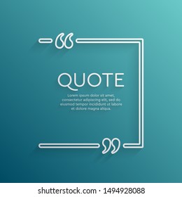 Vector template blank square quote. Speech box with bracket. Empty frame for messages. Business card template information text message. Quote text form. Background for motivation inspiration.