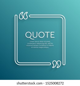 Vector template blank square quote. Speech box with bracket. Empty frame for messages. Business card template information text message. Quote text form. Background for motivation inspiration.