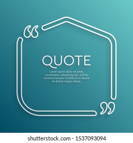 Vector template blank square quote. Speech box with bracket. Empty frame for messages. Business card template information text message. Quote text form. Background for motivation inspiration.