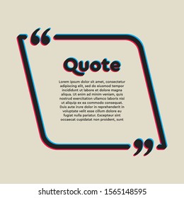 Vector template blank square quote. Speech box with bracket. Empty frame for messages. Business card template information text message. Quote text form. Background for motivation inspiration.