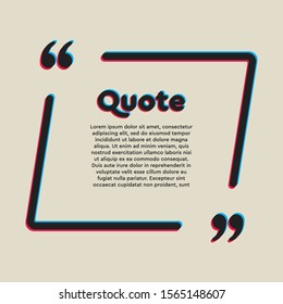 Vector template blank square quote. Speech box with bracket. Empty frame for messages. Business card template information text message. Quote text form. Background for motivation inspiration.