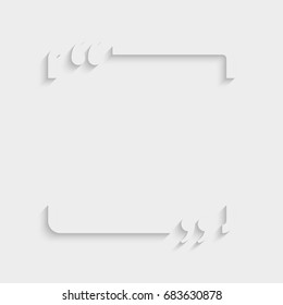 Vector template blank square quote. Speech box with bracket. Empty frame for messages. Business card template information text message. Quote text form. Background for motivation inspiration.