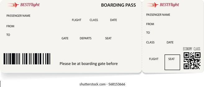 Vector template of boarding pass tickets. Concept of trip or travel