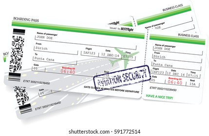 Vector template of boarding pass tickets. Concept of trip or travel