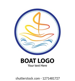 Vector template boat and sea  logo design in eps.10