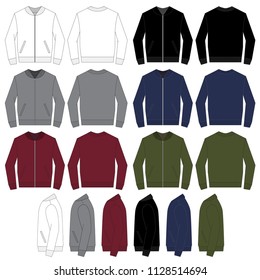 Vector template for Bomber Jackets in various color