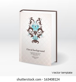 Vector template book cover. Beautiful floral pattern in vintage style. Simple delicate ornament. Place for your text.
