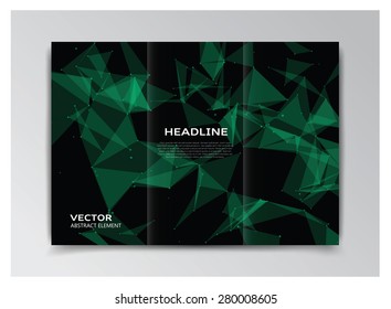 Vector template of booklet with green abstract elements