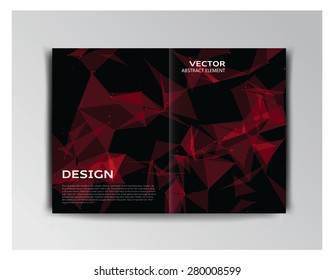 Vector template of booklet with red abstract elements