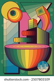 Vector Template for Bright and Fun Posters. Abstract Cartoon Poster, Colorful Background, Abstract Geometric Shapes, Gradients and Colors