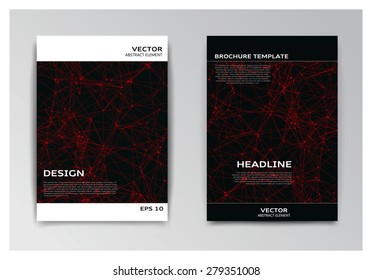 Vector template of brochure with abstract red particles