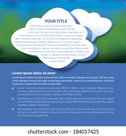 Vector template brochure with clouds.
