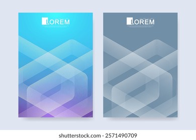 Vector template for brochure or cover with abstract hexagon lines. Modern layout brochure, flyer, placard, poster, book cover design