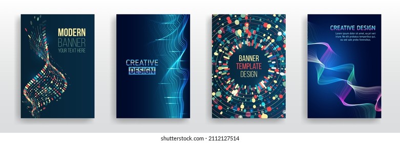 Vector template for brochure or cover. Filtering machine algorithms. Sorting data. Business layout, futuristic brochures, flyers, presentation. Digital technology and modern scientific concepts.