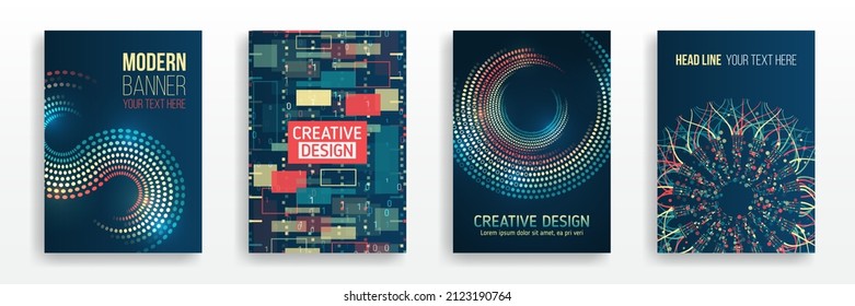 Vector template for brochure or cover. Filtering machine algorithms. Sorting data, array. Business layout, futuristic brochures, flyers, presentation. Digital technology and modern scientific concepts - Shutterstock ID 2123190764