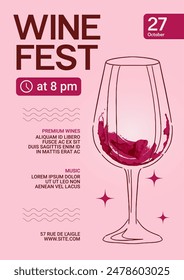 Plantilla de Vector para folletos, volantes, carteles, festival del vino
