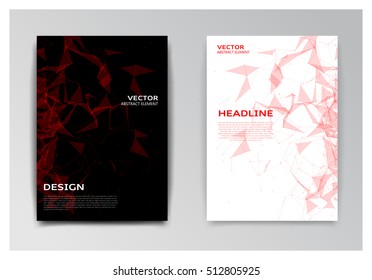 Vector template of brochure with red and black abstract elements