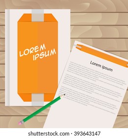 Vector template for brochures, covers, flyers or business reports. Orange object in the background.