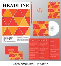 Vector template for brochures, covers, flyers or business reports. Mosaics made of triangles. Ornament.