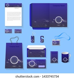 vector template of business accessores on blue
