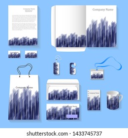 vector template of business accessores on blue