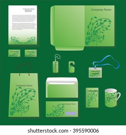 vector template of business accessores on green