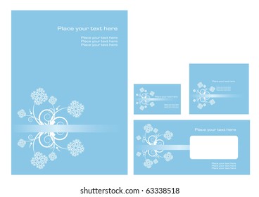 Vector template for business artworks: folder, business card and invitation, eps10