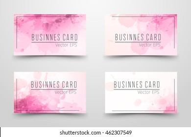 Vector template for business card with abstract watercolor design.
