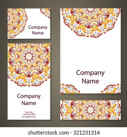 Vector template business card.  Geometric background. Vintage decorative elements. Islam, Arabic, Indian, ottoman motifs.