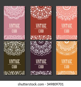 Vector template business card.  Geometric background. Card or invitation collection.  Islam, Arabic, Indian, ottoman motifs.