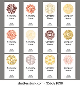 Vector template business card.  Geometric background. Card or invitation collection.  Islam, Arabic, Indian, ottoman motifs.