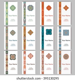 Vector template business card.  Geometric background. Card or invitation collection.  Islam, Arabic, Indian, ottoman motifs.