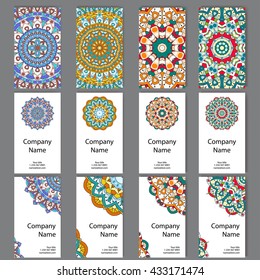 Vector template business card. Geometric background. Card or invitation collection. Islam, Arabic, Indian, ottoman motifs.