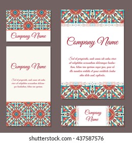 Vector template business card. Geometric background. Card or invitation collection. Islam, Arabic, Indian, ottoman motifs.