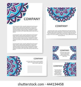 Vector template business card. Geometric background. Card or invitation collection. Islam, Arabic, Indian, ottoman motifs.