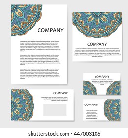 Vector template business card. Geometric background. Card or invitation collection. Islam, Arabic, Indian, ottoman motifs.