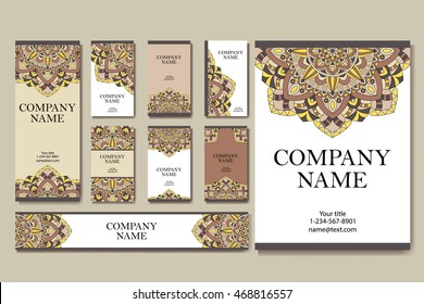 Vector template business card. Geometric background. Card or invitation collection. Islam, Arabic, Indian, ottoman motifs.