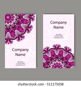 Vector template business card. Geometric background. Card or invitation collection. Islam, Arabic, Indian, ottoman motifs.