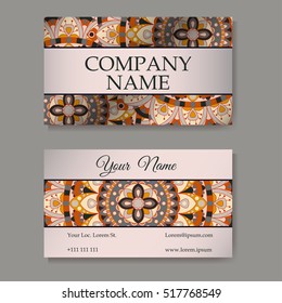 Vector template business card. Geometric background. Card or invitation collection. Islam, Arabic, Indian, ottoman motifs.