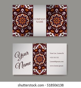 Vector template business card. Geometric background. Card or invitation collection. Islam, Arabic, Indian, ottoman motifs.