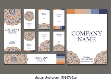 Vector template business card. Geometric background. Card or invitation collection. Islam, Arabic, Indian, ottoman motifs.