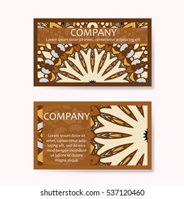 Vector template business card. Geometric background. Card or invitation collection. Islam, Arabic, Indian, ottoman motifs.