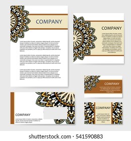 Vector template business card. Geometric background. Card or invitation collection. Islam, Arabic, Indian, ottoman motifs.