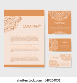 Vector template business card. Geometric background. Card or invitation collection. Islam, Arabic, Indian, ottoman motifs.