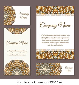 Vector template business card. Geometric background. Card or invitation collection. Islam, Arabic, Indian, ottoman motifs.