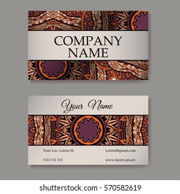 Vector template business card. Geometric background. Card or invitation collection. Islam, Arabic, Indian, ottoman motifs.