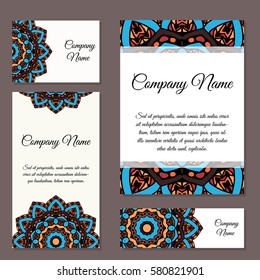 Vector template business card. Geometric background. Card or invitation collection. Islam, Arabic, Indian, ottoman motifs.