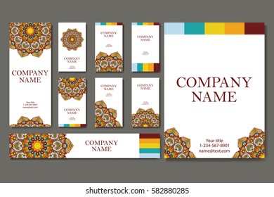 Vector template business card. Geometric background. Card or invitation collection. Islam, Arabic, Indian, ottoman motifs.